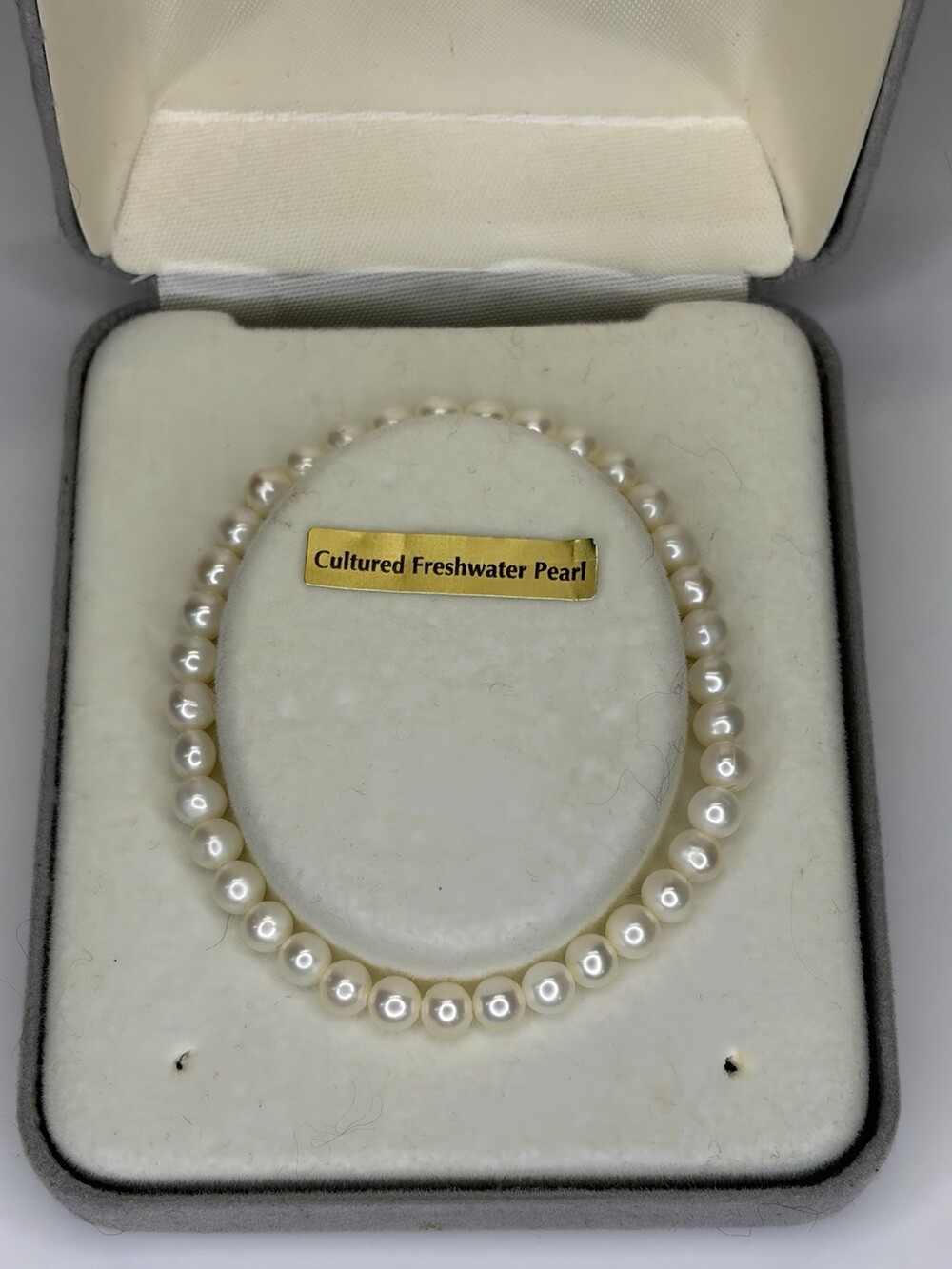 Cultured Freshwater Pearl Stretch Bead Bracelet White 7"